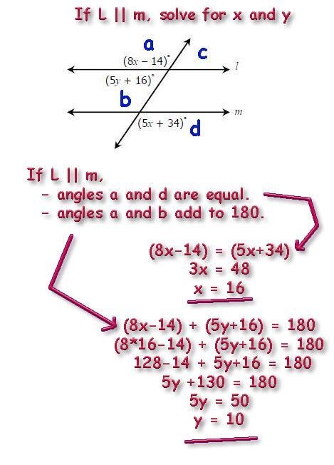 If L || m, solve for x and y. x= y=-example-1