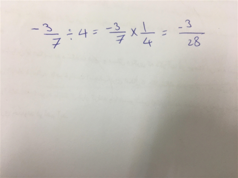 Find the Value of -3/7 ÷ 4 please answer fast ​-example-1