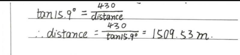 The angle of depression from one mountain summit to another is 15.9°. If the two mountains-example-1