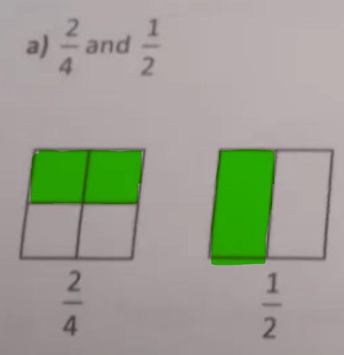 9. Draw diagrams for each pair of fractions. Which pairs are equivalent? Circle them-example-1