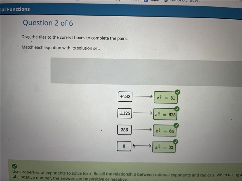 Question 3 of 6 Drag the tiles to the correct boxes to complete the pairs. Match each-example-1