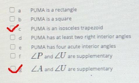 Quadrilateral puma is inscribed in a circle. The following statements are given Which-example-2