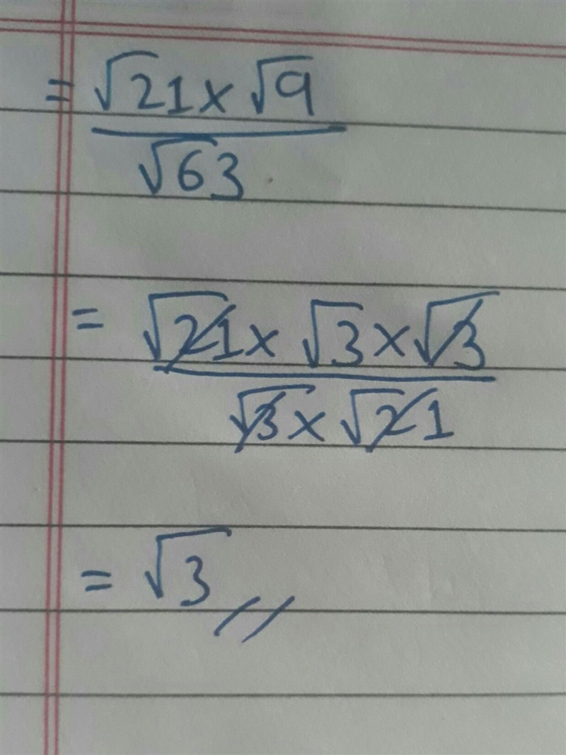 √21 √9/√63 indadicate opretion and simplifying-example-1