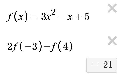 F(x) = 3x²-x+ 5, 2f(-3) - f(4) =-example-1