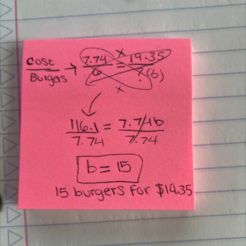 If 6 burgers cost $7.74, how many can you buy for $19.35? Pls show work and explain-example-1