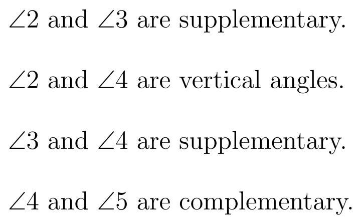 Look at the angles in the diagram.Classify each pair of the angles given Below-example-1