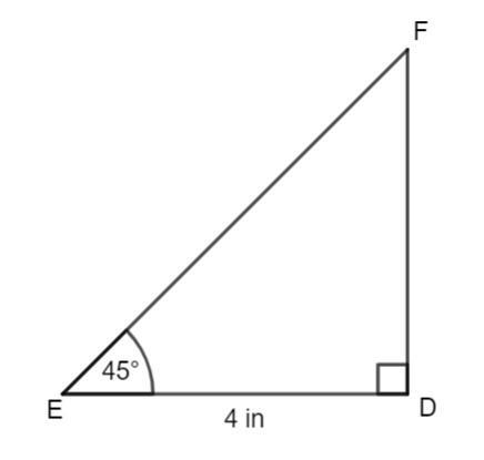 On a piece of paper, use a protractor to construct right triangle DEF with DE=4 in-example-1