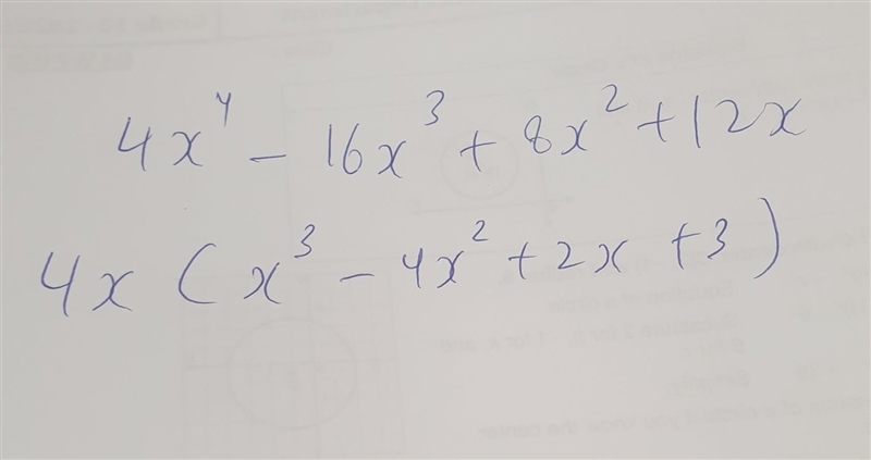 Factor the greatest common factor from: 4X⁴ - 16X³ + 8X² + 12X Please help im begging-example-1