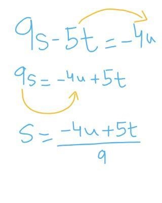 9s-5t=-4u solve for s-example-1