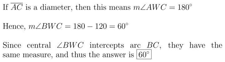 Double tap to add title • AC is the diameter of the circle. Angle AWB is 120 degrees-example-1