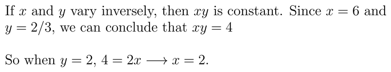 The variables x and y vary inversely. Use the given x and y values to write an inverse-example-1