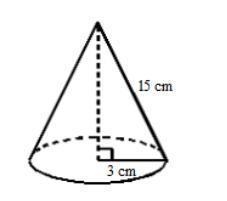 Find the surface area of the cone in terms of 1. 15 cm 3 cm-example-1