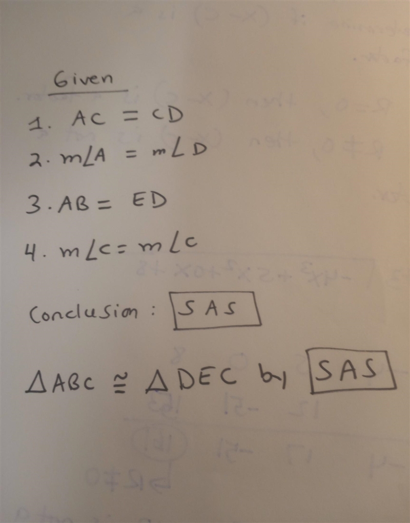 If the triangles can be proven congruent, then fill in a congruence statement and-example-1