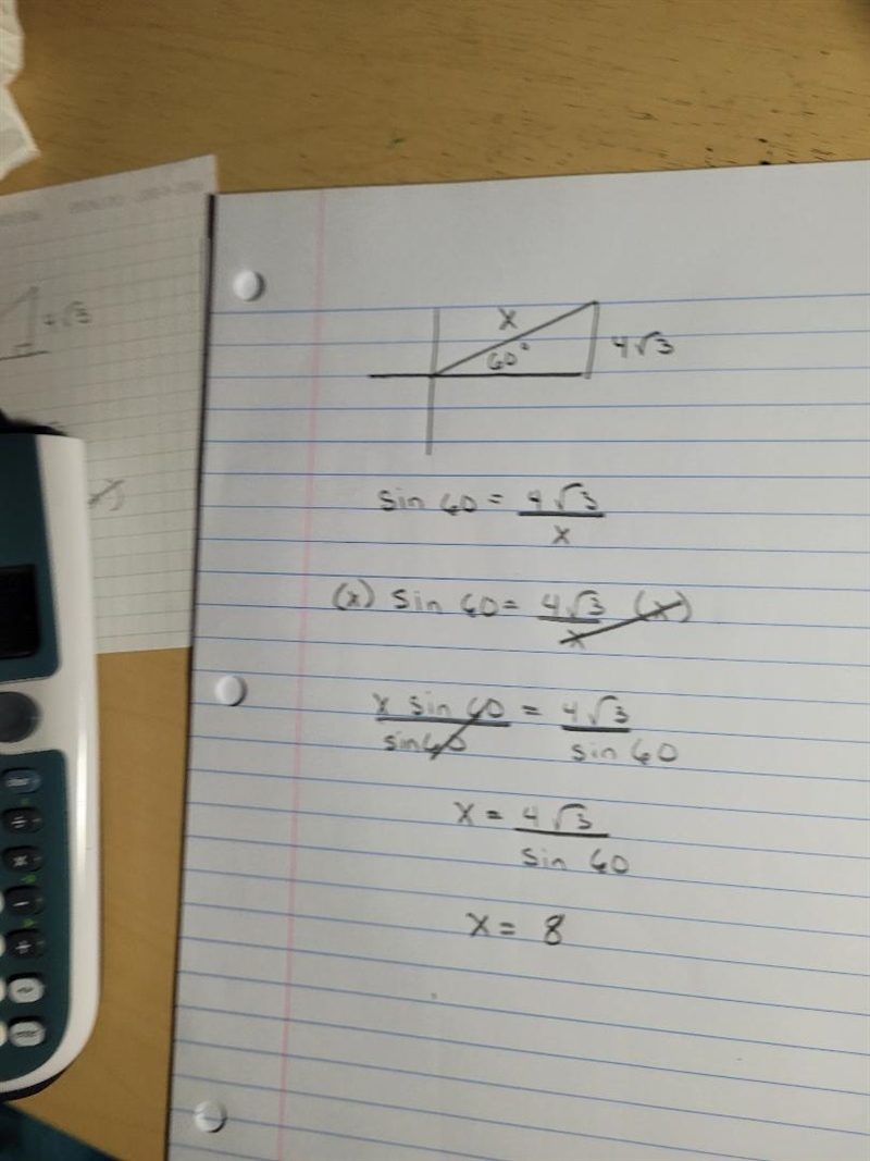 If one angle of a right triangle is 60 degrees, and the long leg is 4√3, how long-example-1