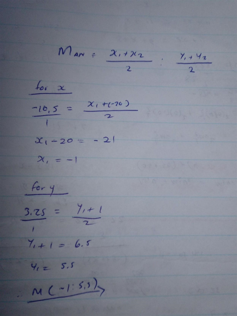 2. M is the midpoint of AB. N is the midpoint of AM. Find the coordinates of point-example-1