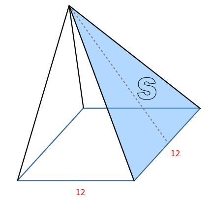 What is the slant height of a square pyramid that has a surface area of 336 square-example-1