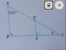 3. Consider the diagram for Parts A and B. А A. The value of x is (2x) D B. The measure-example-1