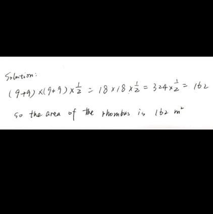 Find the area of the rhombus. 9 m 9 m 9 m 9 m-example-1