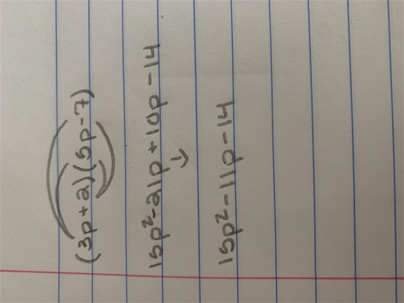 Use the FOIL Method to simplify completely: (3p+2)(5p - 7) 8p² + 11p - 14 O 15p² + 11p-example-1