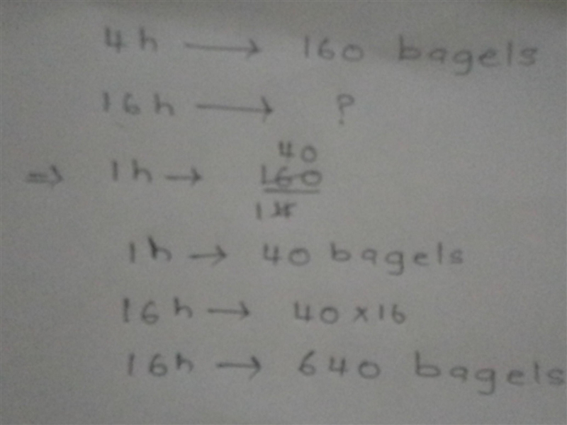 The bakery is a bakery can make 160 bagels in four hours how many bagels can they-example-1