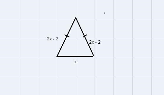 the length of a base of an isosceles triangle is xthe length of a leg is 2x - 2 the-example-1