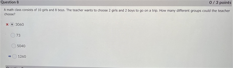 A math class consists of 10 girls and 8 boys. The teacher wants to choose 2 girls-example-1