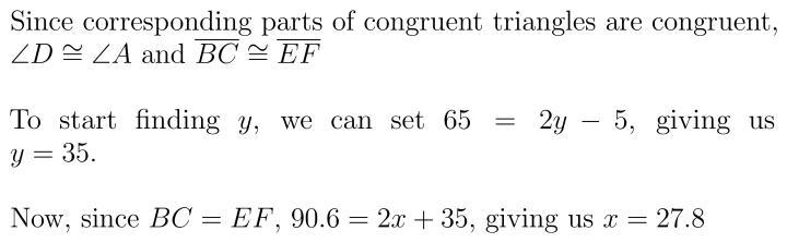 In the diagram, △ABC≅△DEF. Find the value of x.-example-1