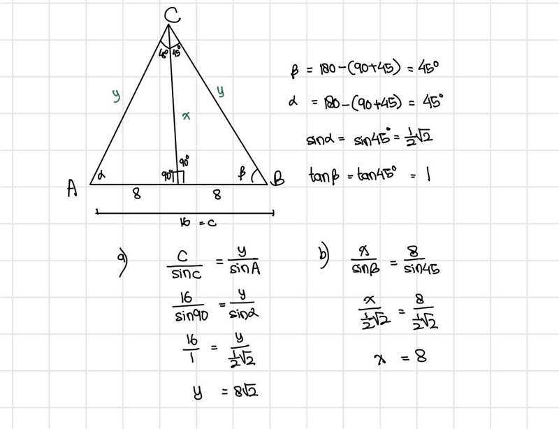 Find x , y , sin alpha, tg beta and area of triangle​-example-1