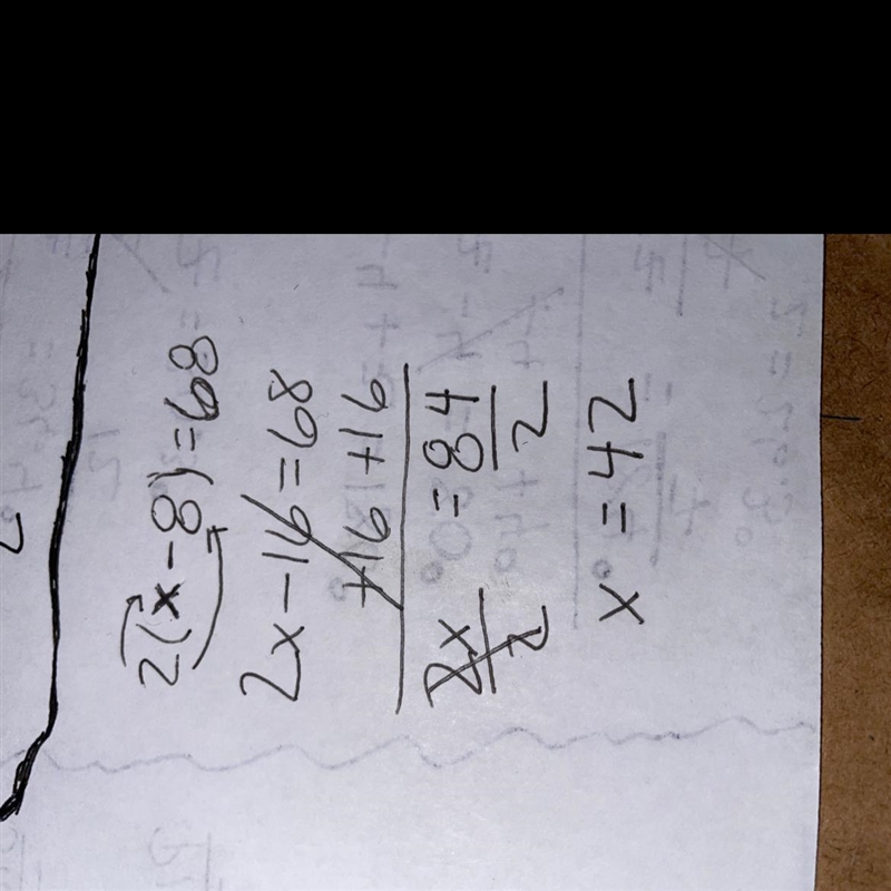 Solve the equation using the distributive property and properties of equality. 2(x-example-1