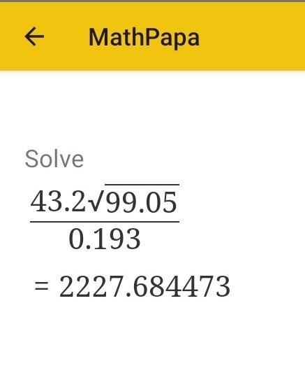 Work out an estimate for the value of (43.2 x √99.05)/0.193-example-1