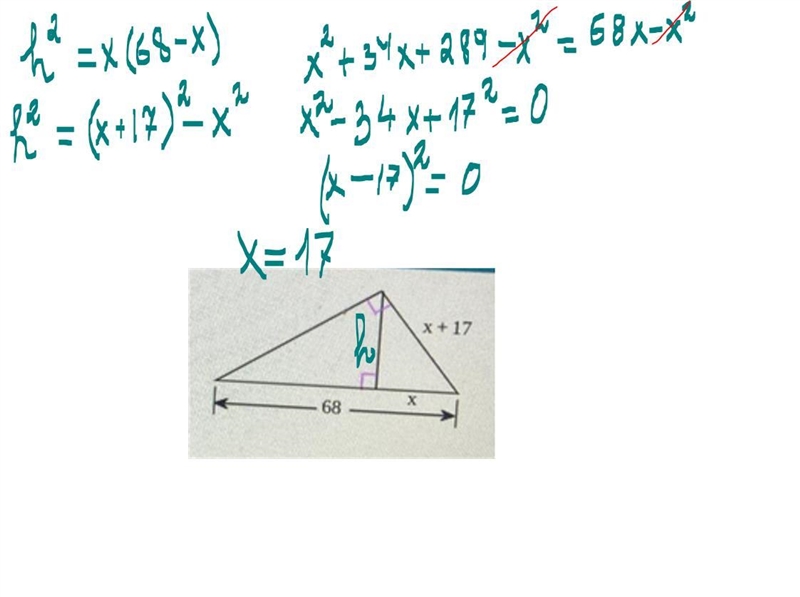 Find the value of x using the figure to the right. x + 17 х 68-example-1