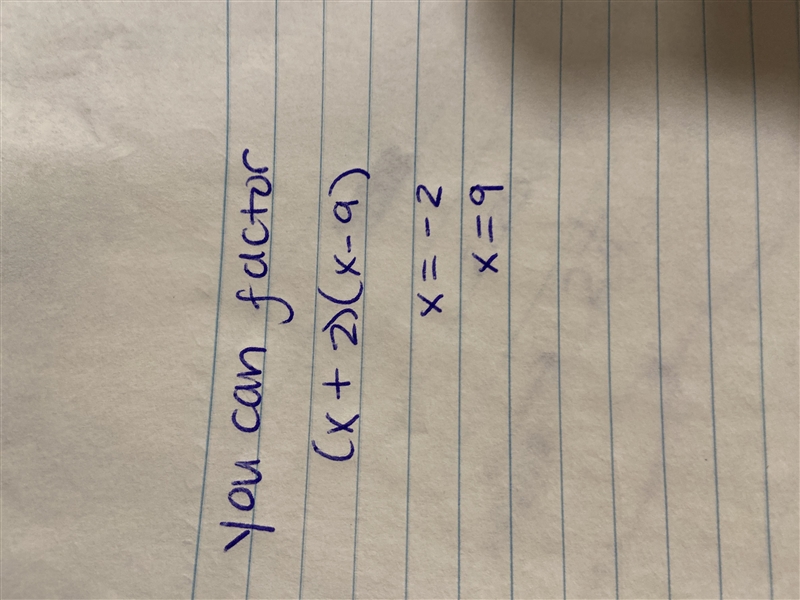 How many solutions does this equation have: y=x^2-7x-18-example-1