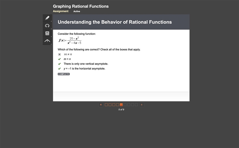 Consider the following function: f(x)=25-x2/x2-4x-5-example-1