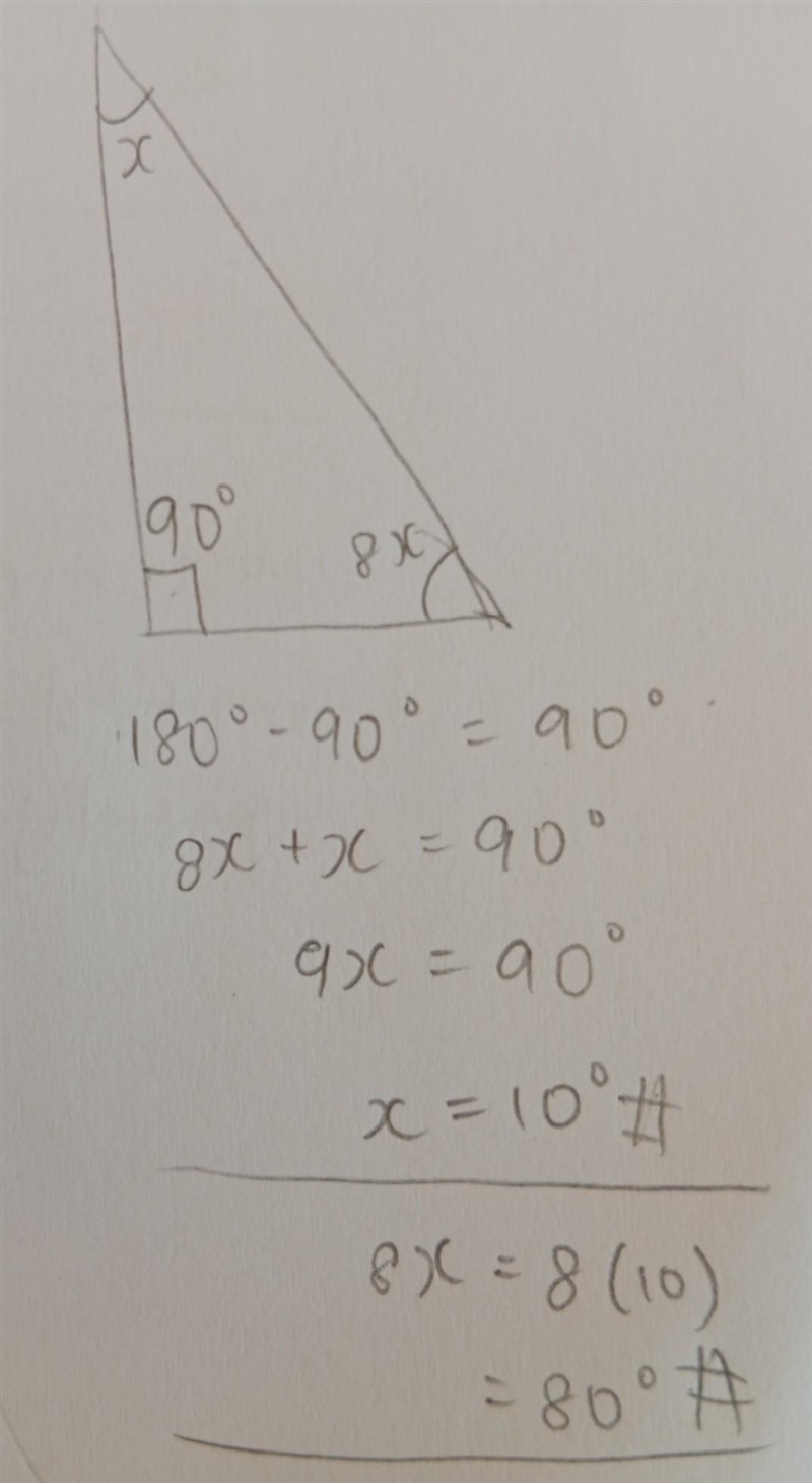 Find the measure of each acute angle in a right triangle where the measure of one-example-1