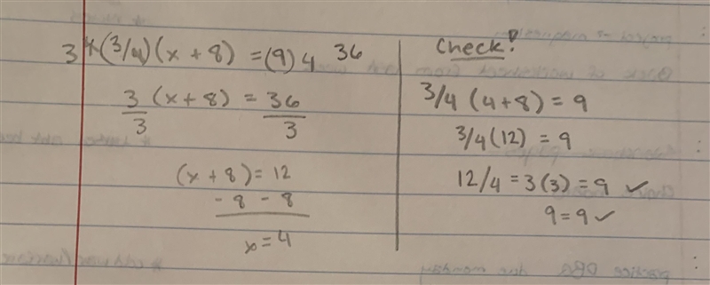 3/4(x+8)=9 ​In the equation shown, what is the value of xx that makes the equation-example-1