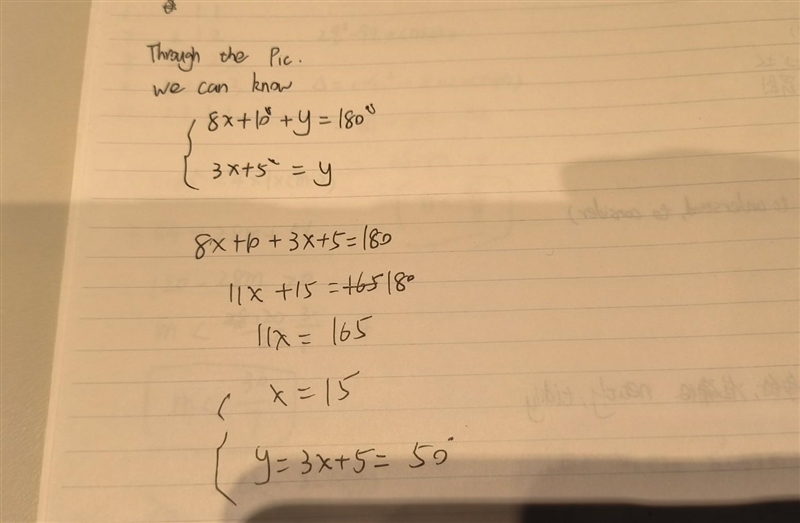 Given m || n, find the value of x and y.-example-1