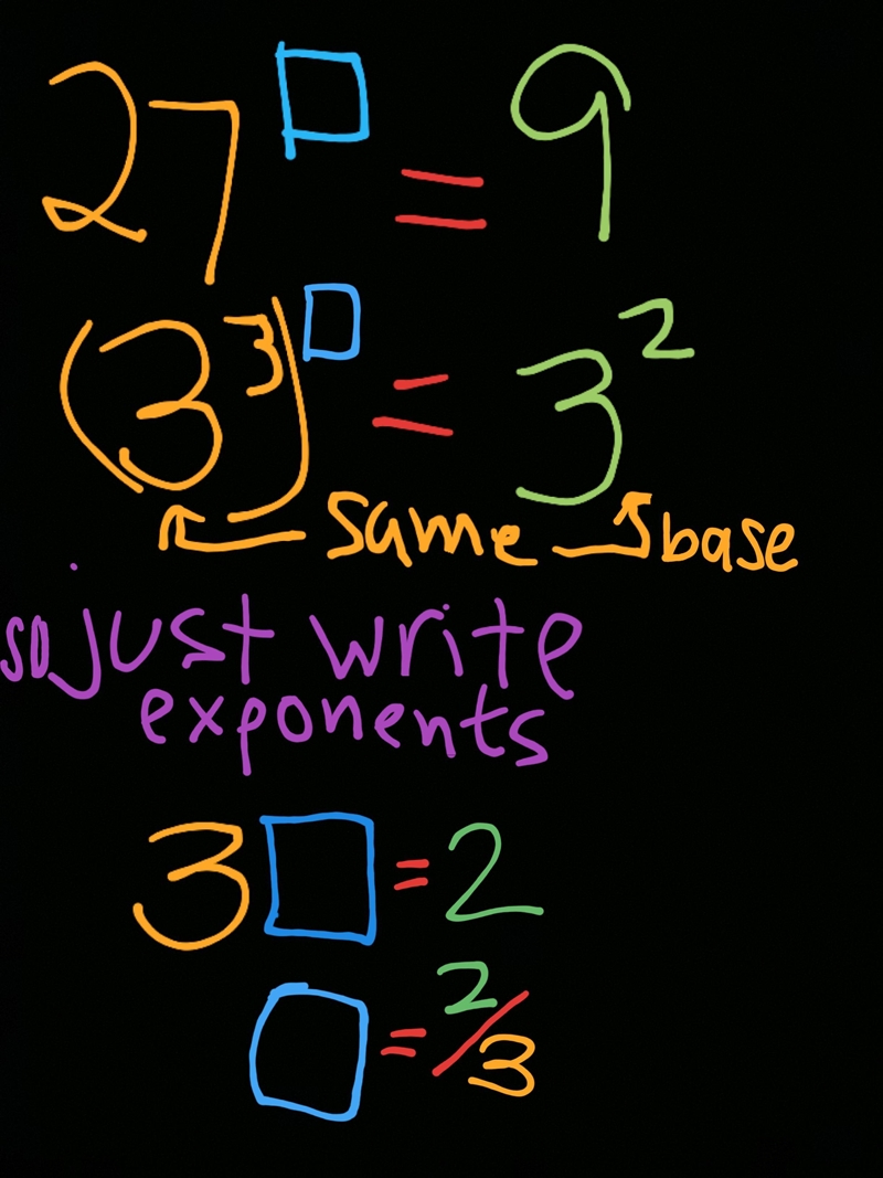 Hat is the value of log Subscript 27 Baseline 9? Negative three-halves Negative two-example-2