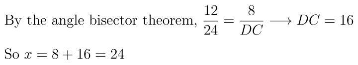 Find X. A. 32 B. 8 C. 16 D. 24-example-1