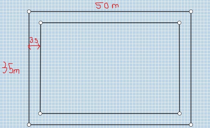 A rectangular park is 50m long and 35m broad.A 3.5m broad pavement runs along the-example-1