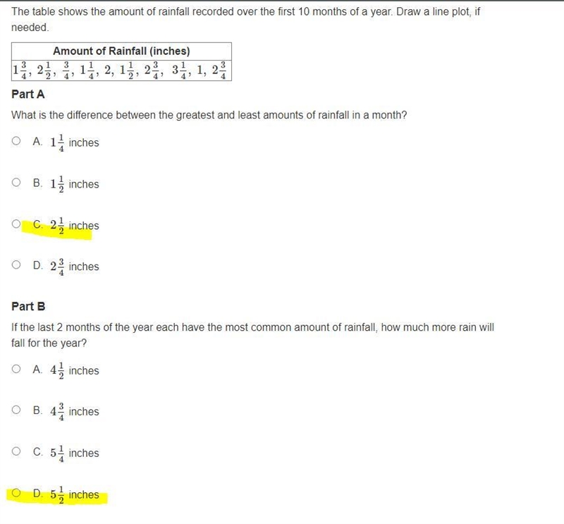 If the last 2 months of the year each have the most common amount of rainfall, how-example-1