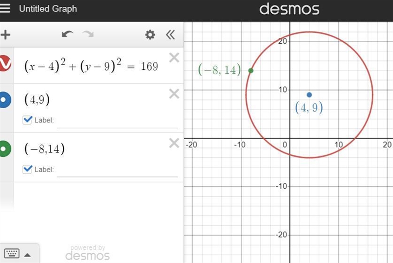 write the standard form of the equation of the circle with the given characteristics-example-1