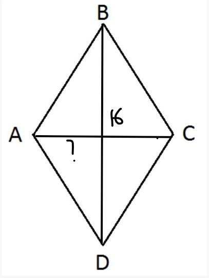 If BD = 16 yd and the area of rhombus ABCD is 72 yd^2, what is AC?-example-1