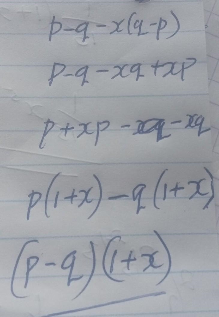 How to factorise and group the following p-q-x(q-p)-example-1