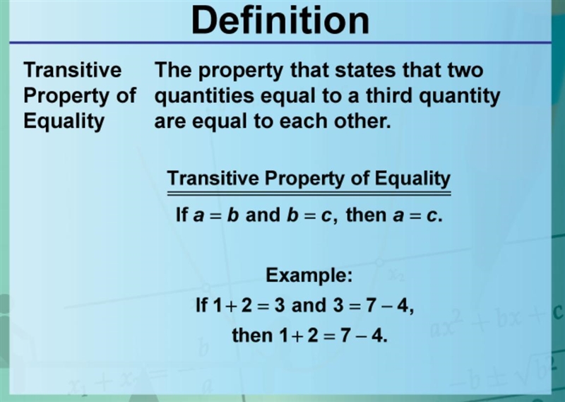 6. Which statement is justified by the transitive property of equality? F. (x+y)+ z-example-1