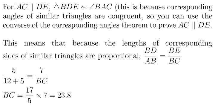 In the diagrama below of ABC, D is a point on BA, E is a point on BC, and DE is drawn-example-1