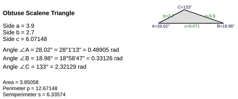 In ΔLMN, l = 3. 9 cm, m = 2. 7 cm and ∠N=133°. Find the area of ΔLMN, to the nearest-example-1