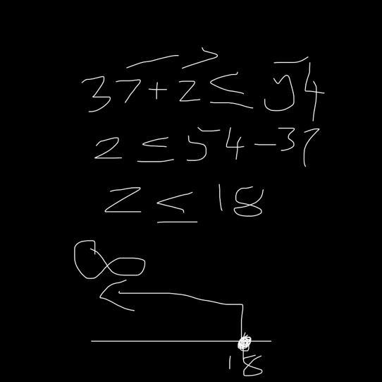 Solve 37+z≤54. Graph the solution.-example-1