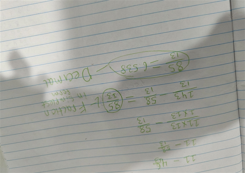 Subtract 4 6/13 from 11-example-1