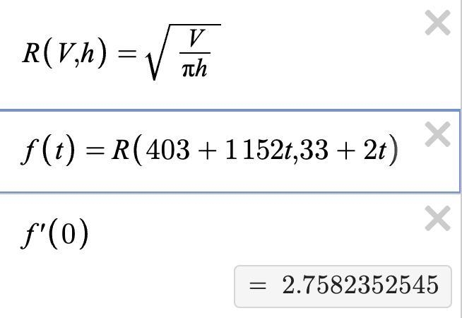 the height of a cylinder is increasing at a constant rate of 2 centimeters per second-example-1