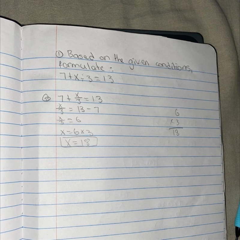 One third of a number increased by 7 is 13-example-1